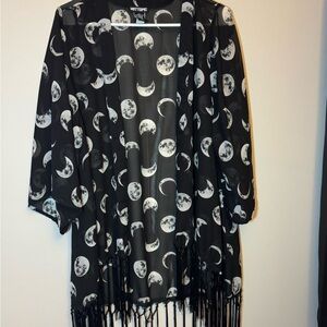 Hot Topic Black and White Moon Kimono